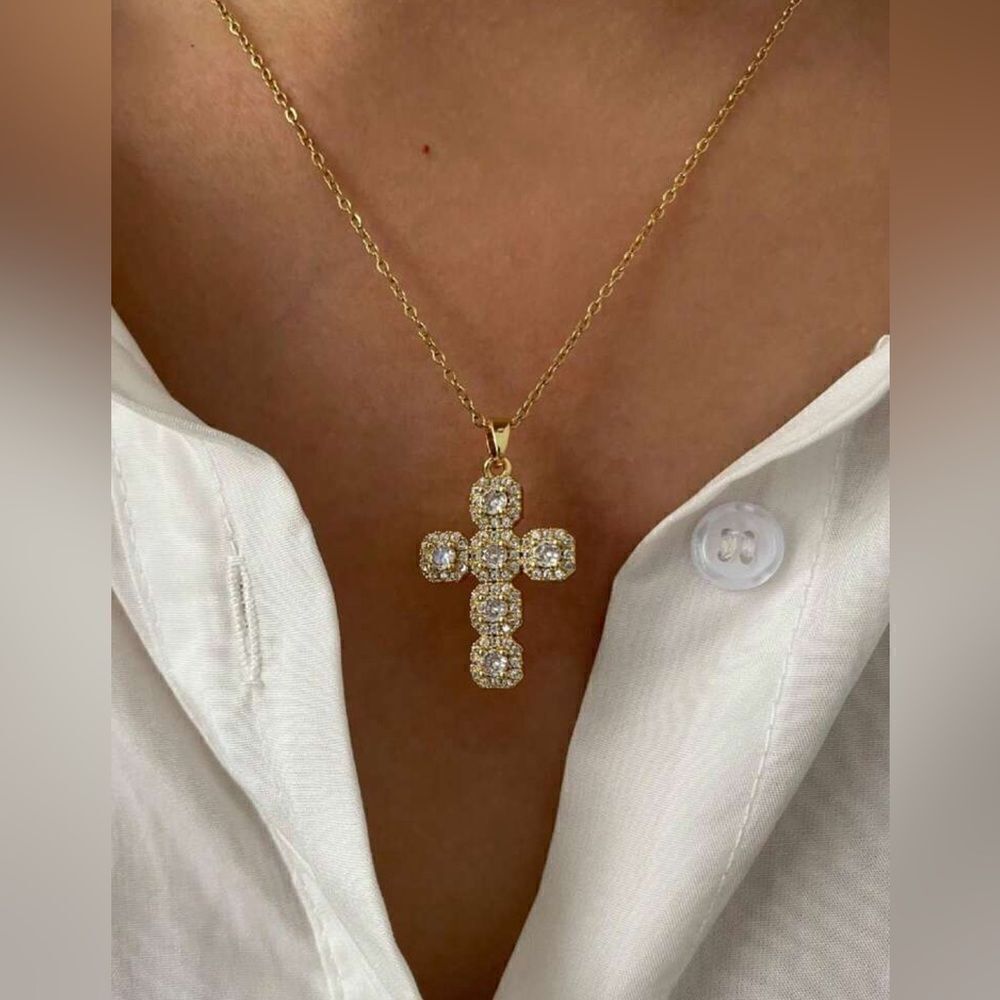 Diamond cross necklace #1400